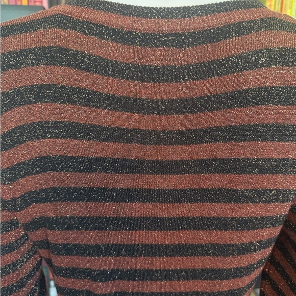 Who What Wear Black and Copper Striped Sweater Dress with Gold flecks Throughout - Picture 4 of 8